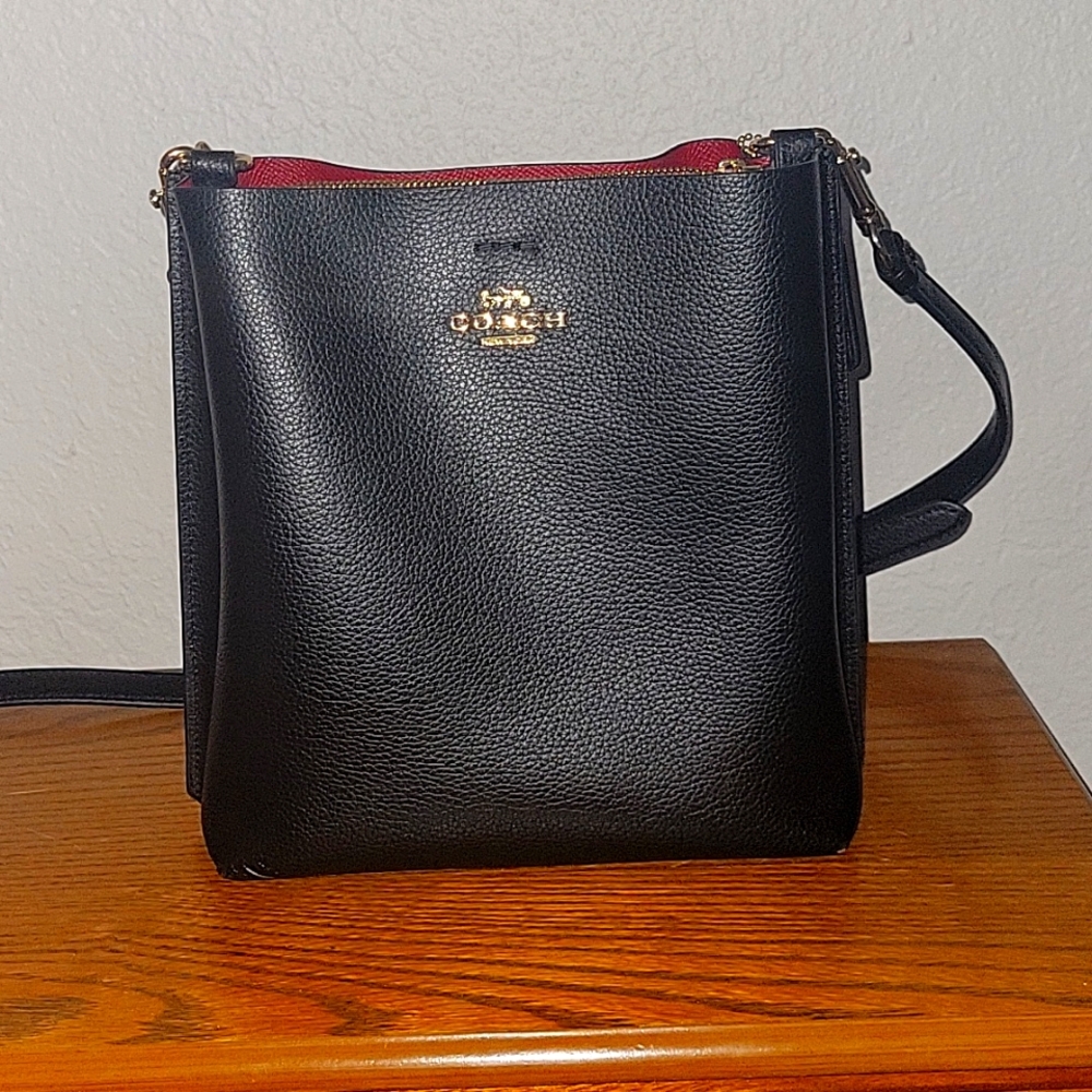 Coach Black Crossbody Bag with Red Accent